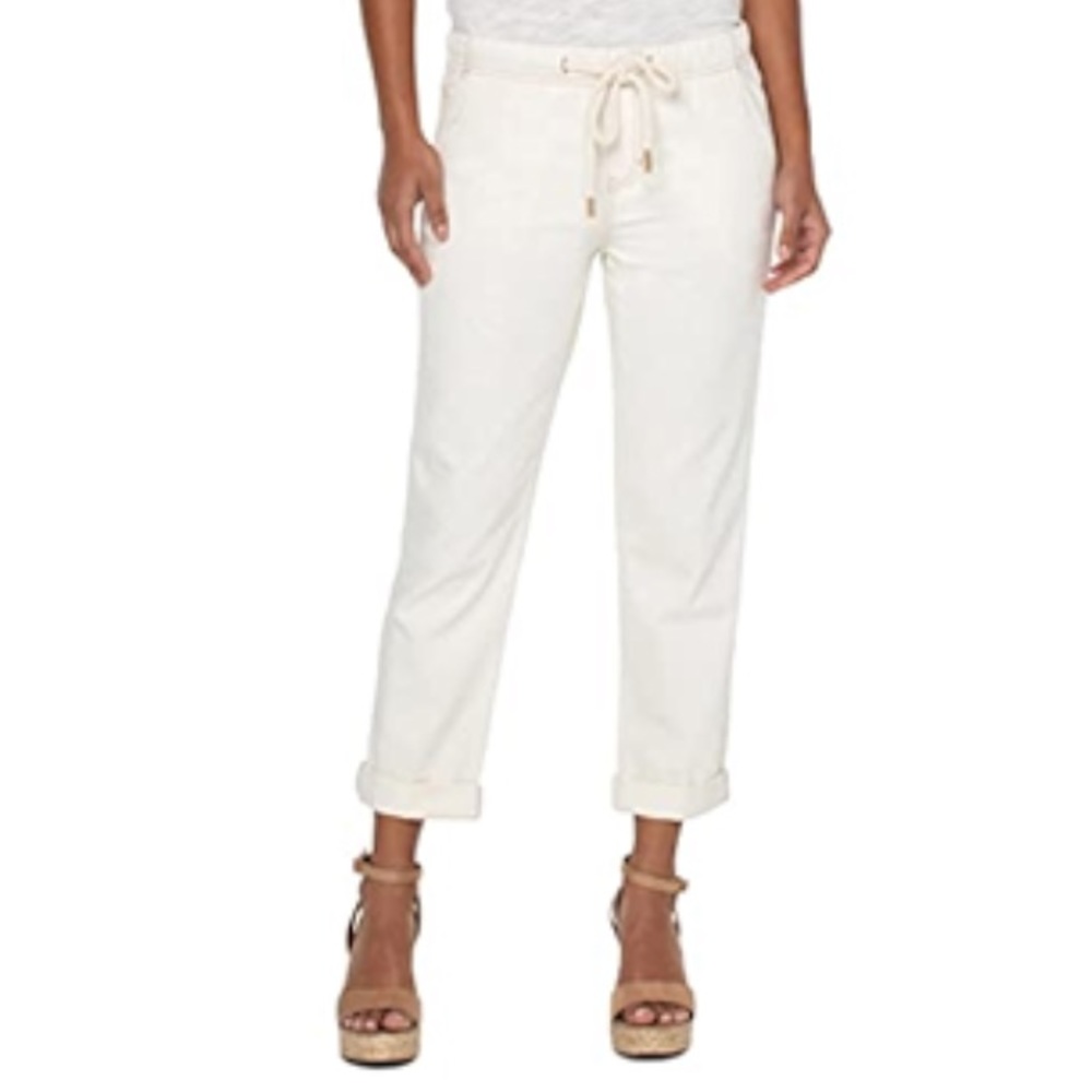 Liverpool The Rascal Tie Front Utility Pant in Antique Ecru